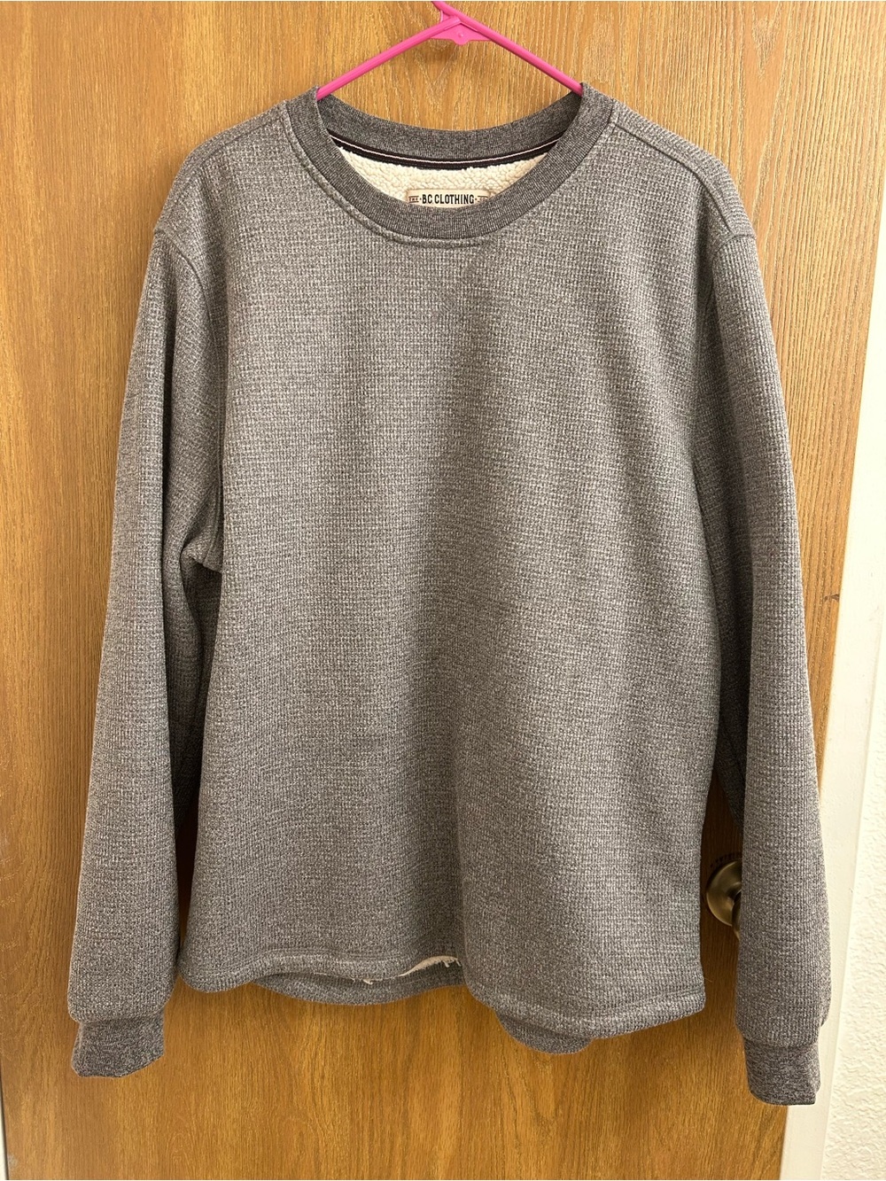 Men's Gray Crewneck Thermal Sweatshirt by BC Clothing